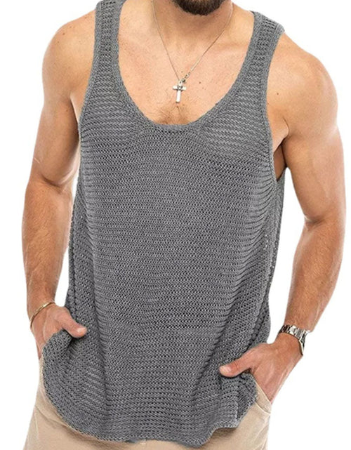 Load image into Gallery viewer, Men's Plus Size Round Neck Wide Strap Tank
