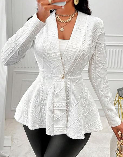 Load image into Gallery viewer, One Button Textured Peplum Cardigan
