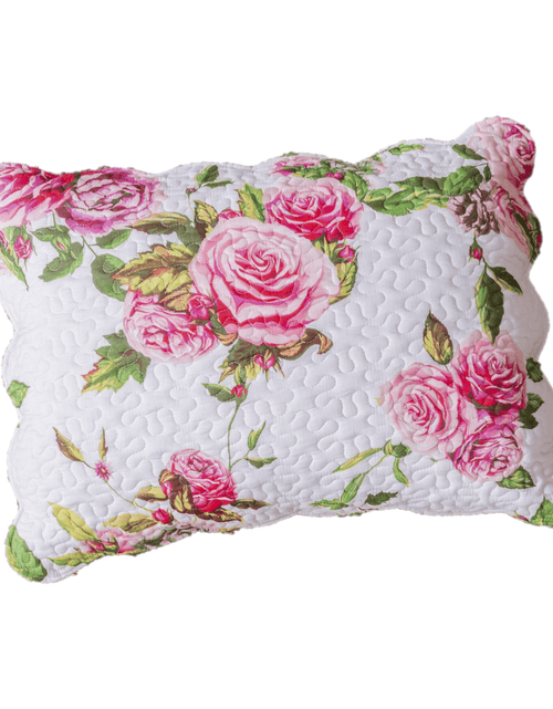 Load image into Gallery viewer, DaDa Bedding Romantic Roses Spring Floral Pink Scalloped Pillow Sham 1-Piece (JHW879) by DaDa Bedding Collection
