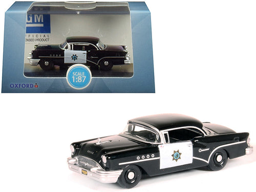 Load image into Gallery viewer, 1955 Buick Century "California Highway Patrol" (CHP) Black 1/87 (HO) Scale Diecast Model Car by Oxford Diecast
