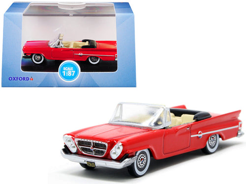 Load image into Gallery viewer, 1961 Chrysler 300 Convertible Mardi Gras Red 1/87 (HO) Scale Diecast Model Car by Oxford Diecast
