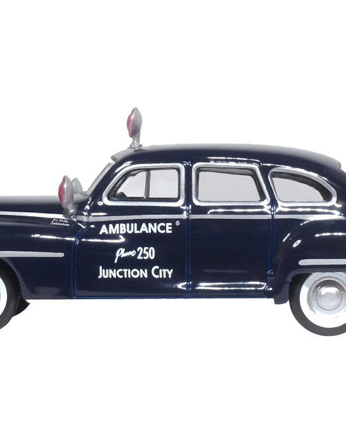 Load image into Gallery viewer, 1946 DeSoto Suburban Ambulance Dark Blue "Junction City Ambulance" 1/87 (HO) Scale Diecast Model Car by Oxford Diecast
