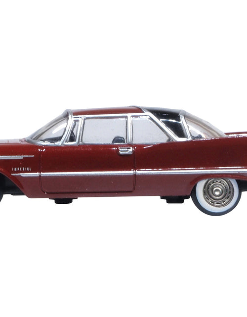 Load image into Gallery viewer, 1959 Chrysler Imperial Crown 2 Door Hardtop Radiant Red with Black Top 1/87 (HO) Scale Diecast Model Car by Oxford Diecast
