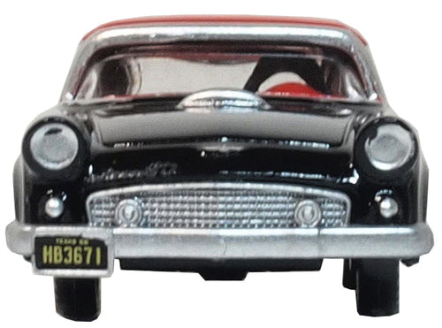 Load image into Gallery viewer, 1956 Ford Thunderbird Raven Black with Fiesta Red Top 1/87 (HO) Scale Diecast Model Car by Oxford Diecast
