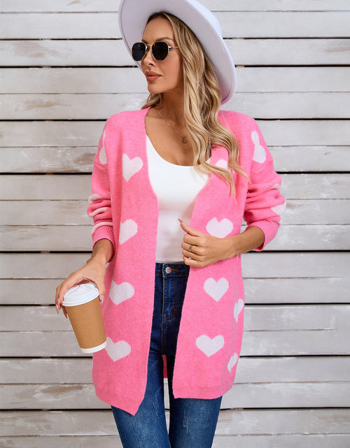 Load image into Gallery viewer, Angel Wings Heart Open Front Long Sleeve Cardigan
