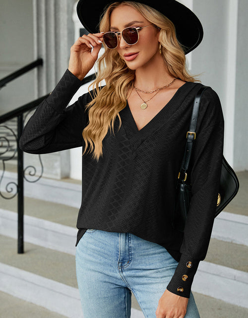Load image into Gallery viewer, V-Neck Lantern Sleeve T-Shirt
