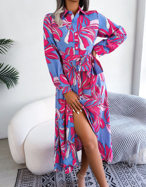 Load image into Gallery viewer, Tied Button Up Long Sleeve Dress by BlakWardrob
