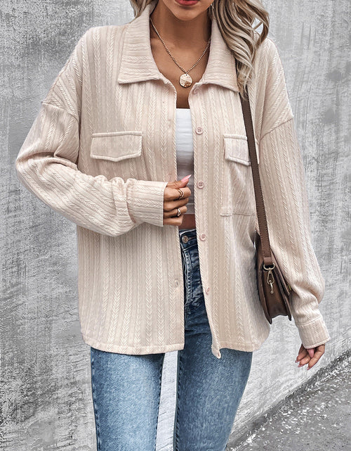 Load image into Gallery viewer, Pocketed Button Up Dropped Shoulder Jacket
