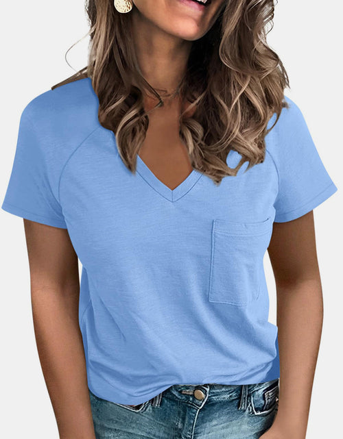 Load image into Gallery viewer, Pocketed V-Neck Short Sleeve T-Shirt
