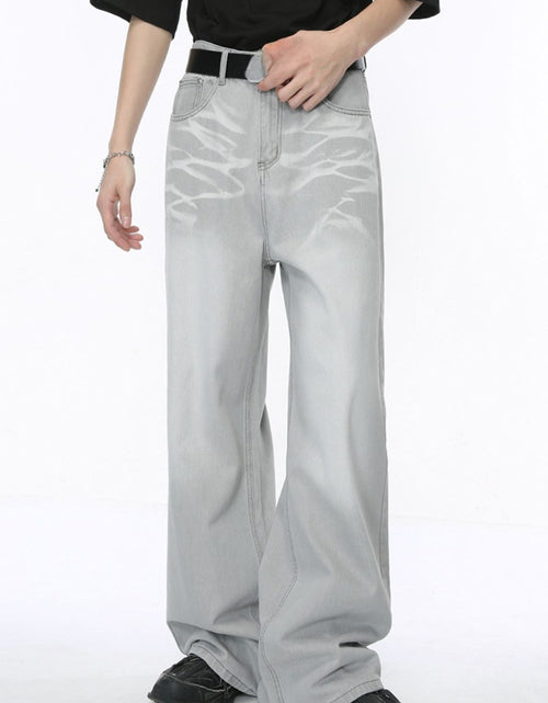 Load image into Gallery viewer, Washed Cat Whisker Straight-Leg Jeans
