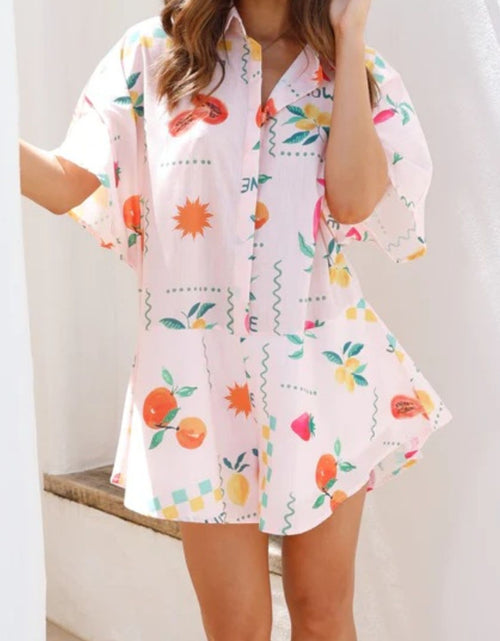 Load image into Gallery viewer, Printed Collared Neck Half Sleeve Romper
