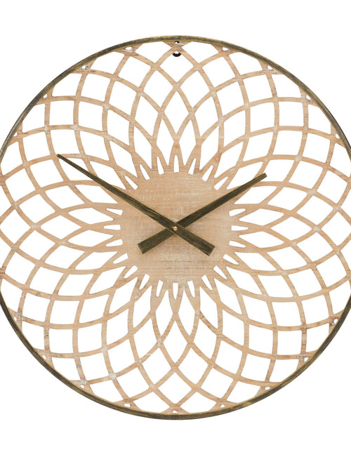 Load image into Gallery viewer, Round Lattice Wood Wall Clock 23.75"D
