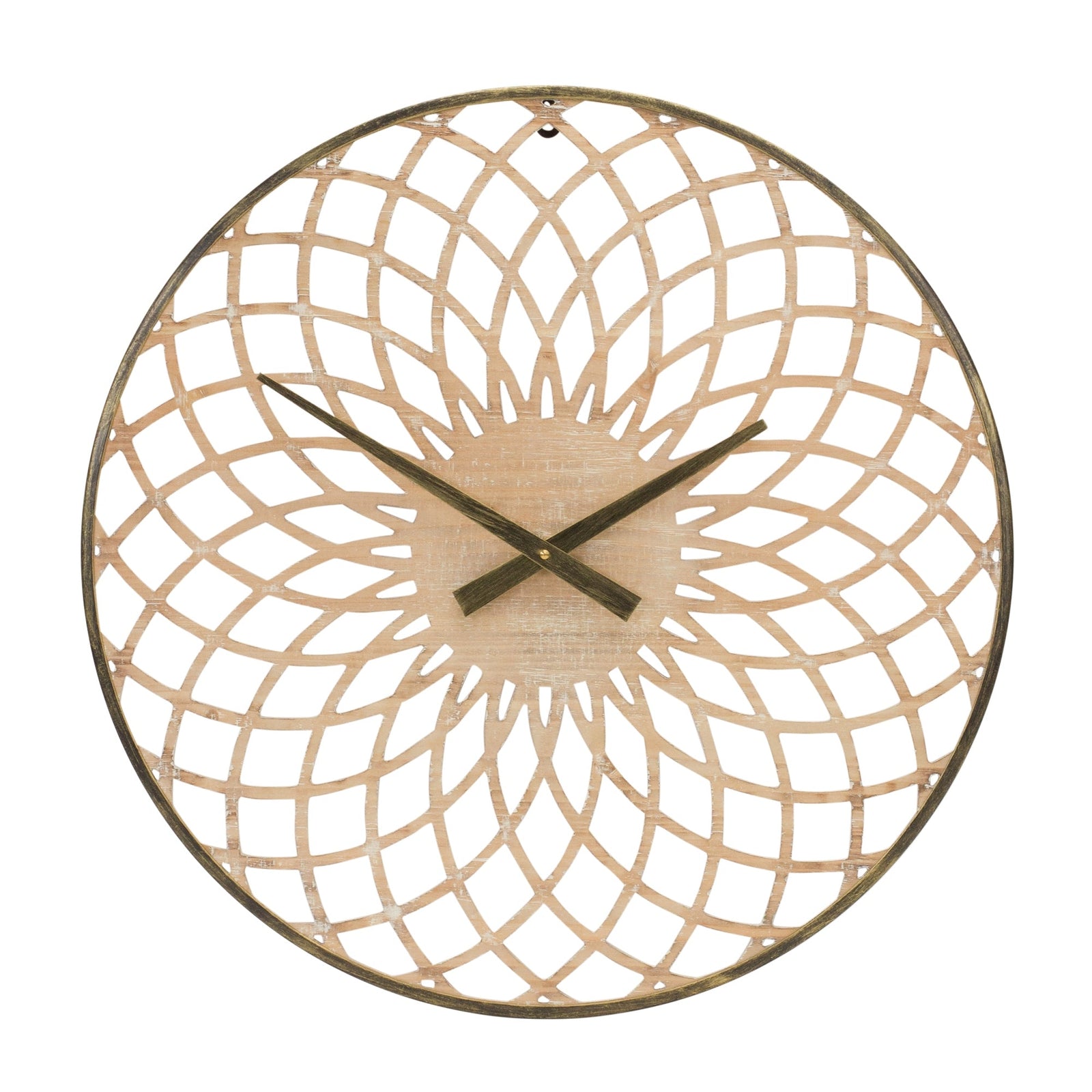 Round Lattice Wood Wall Clock 23.75"D