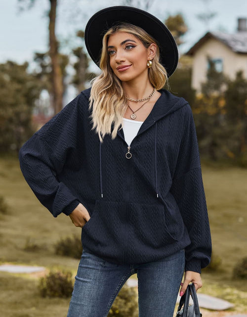 Load image into Gallery viewer, Cable-Knit Long Sleeve Hooded Jacket
