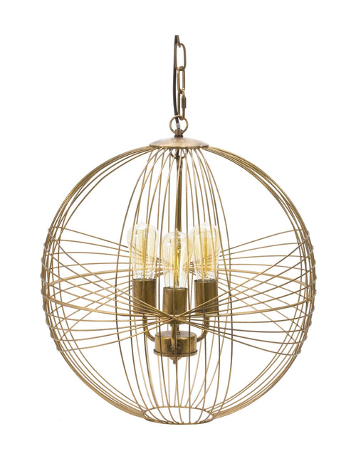 Load image into Gallery viewer, Intricate Metal Sphere Hanging Lamp 20"D
