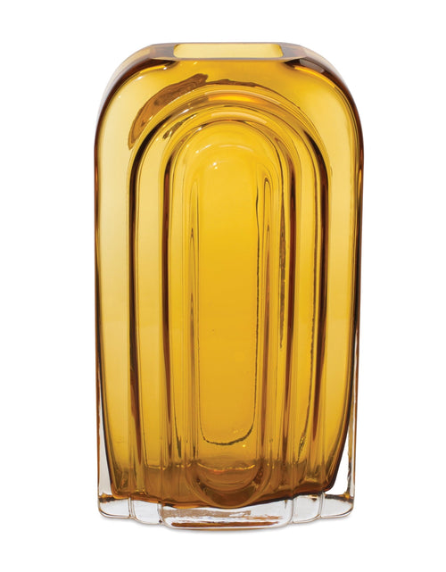Load image into Gallery viewer, Rounded Amber Glass Vase 9.75"H
