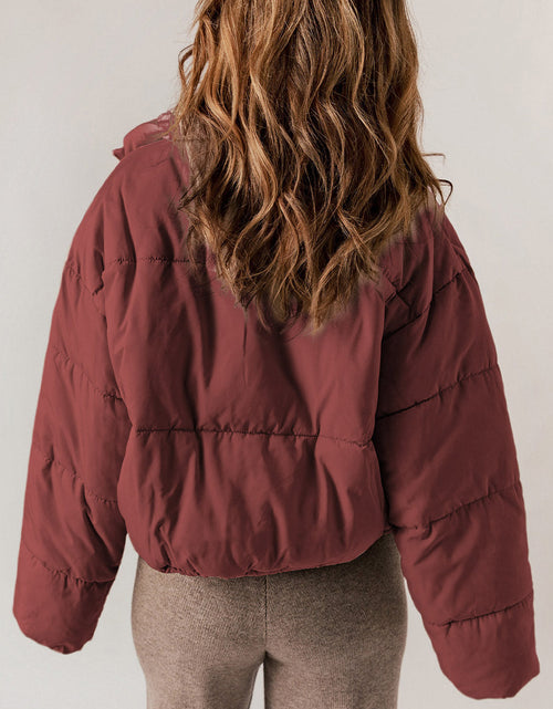 Load image into Gallery viewer, Zip Up Collared Neck Long Sleeve Winter Coat
