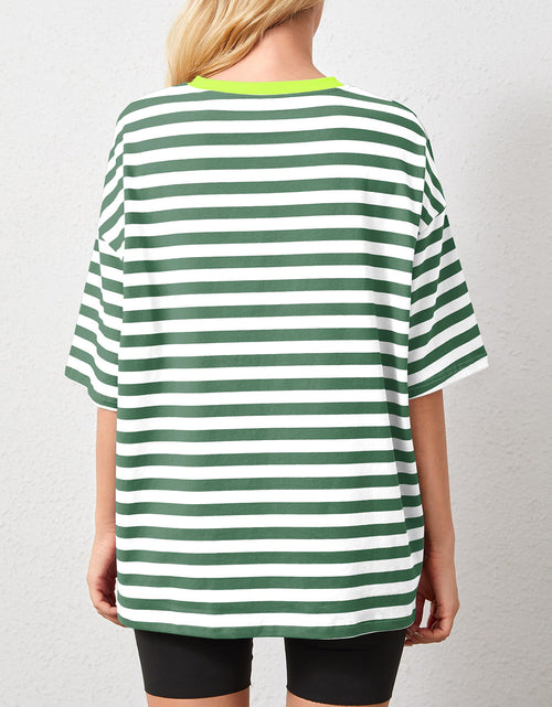 Load image into Gallery viewer, Striped Round Neck Half Sleeve T-Shirt
