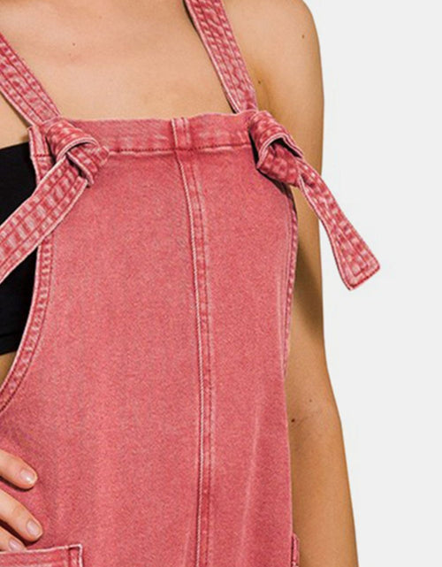 Load image into Gallery viewer, Zenana Washed Knot Strap Rompers
