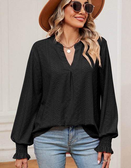 Load image into Gallery viewer, Eyelet Notched Long Sleeve T-Shirt
