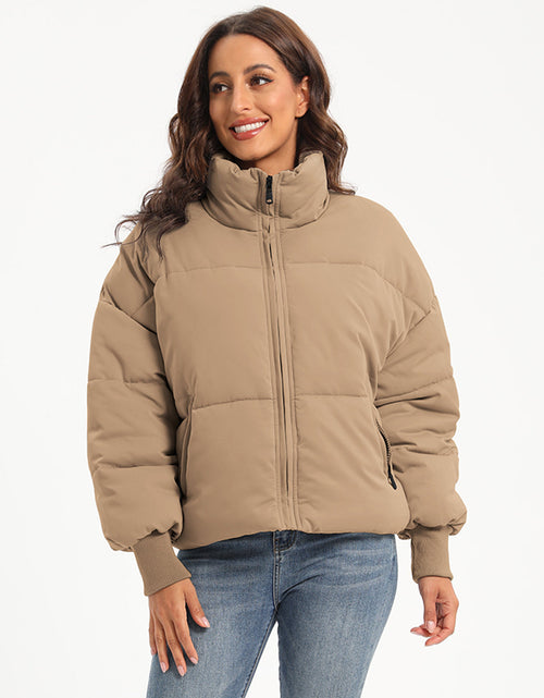 Load image into Gallery viewer, Zip Up Turtleneck Long Sleeve Puffer Jacket
