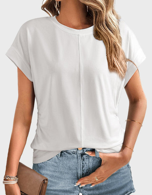 Load image into Gallery viewer, Ruched Round Neck Short Sleeve T-Shirt
