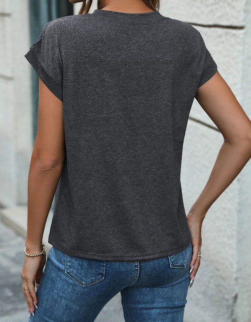 Load image into Gallery viewer, Perfee Half Button Round Neck T-Shirt
