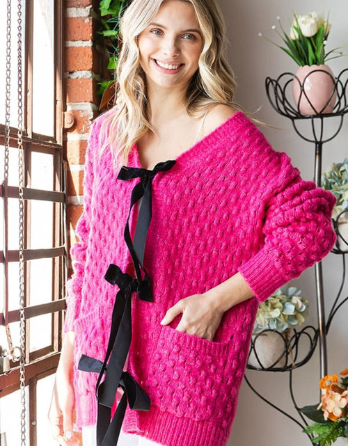 Load image into Gallery viewer, First Love Tie Closure Open Knit Cardigan
