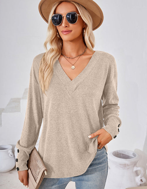 Load image into Gallery viewer, V-Neck Dropped Shoulder T-Shirt
