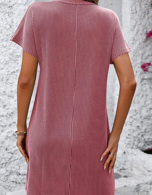 Load image into Gallery viewer, Mandy Ribbed Striped Short Sleeve Mini Tee Dress
