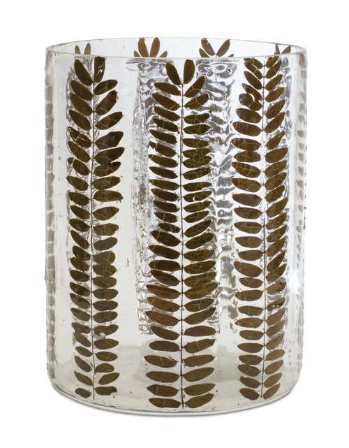 Load image into Gallery viewer, Dried Leaf Glass Candle Holder 8"H
