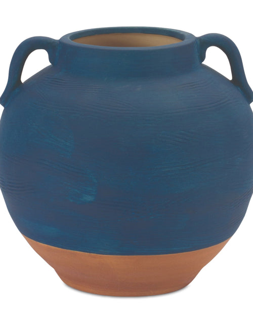 Load image into Gallery viewer, Ceramic Urn Vase with Terra Cotta Accent 7"H
