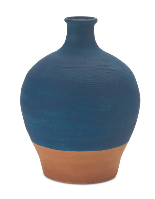 Load image into Gallery viewer, Ceramic Vase with Terra Cotta Accent 8.5"H
