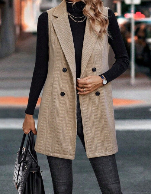 Load image into Gallery viewer, Buttoned Collared Neck Longline Vest Coat
