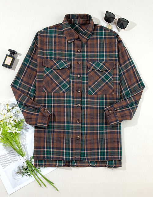 Load image into Gallery viewer, Plaid Button Up Long Sleeve Jacket
