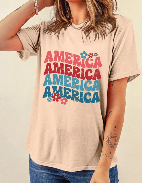 Load image into Gallery viewer, AMERICA Round Neck Short Sleeve T-Shirt
