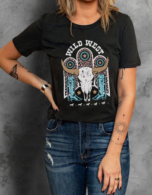 Load image into Gallery viewer, WILD WEST Graphic Short Sleeve Tee Shirt

