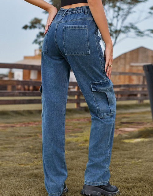Load image into Gallery viewer, High Waist Cargo Jeans
