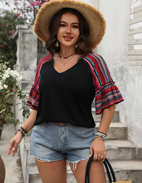 Load image into Gallery viewer, Plus Size V-Neck Flounce Sleeve Top
