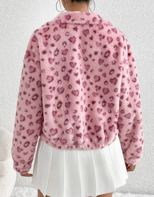 Load image into Gallery viewer, Leopard Zip Up Long Sleeve Furry Jacket
