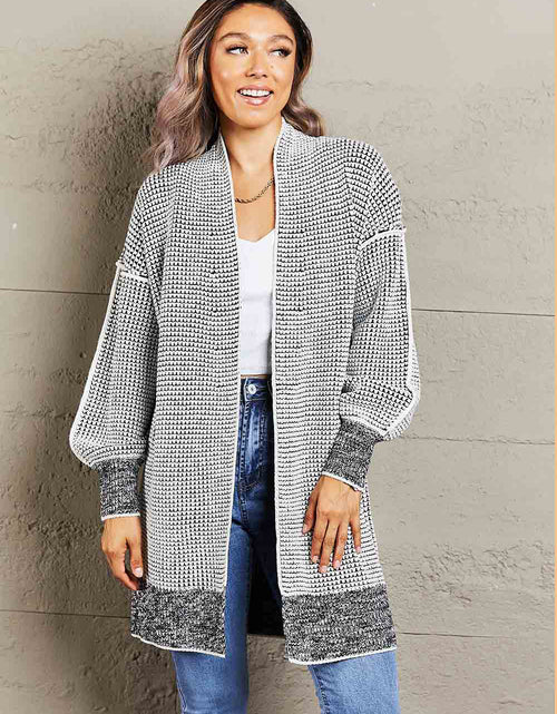 Load image into Gallery viewer, Woven Right Heathered Open Front Longline Cardigan
