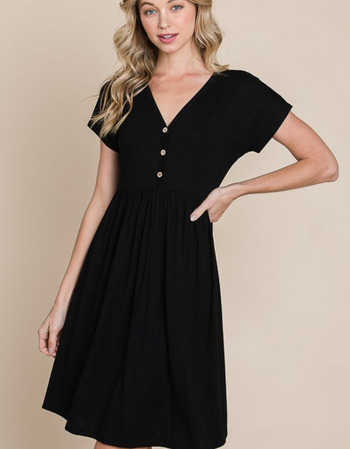 Load image into Gallery viewer, BOMBOM V-Neck Short Sleeve Dress
