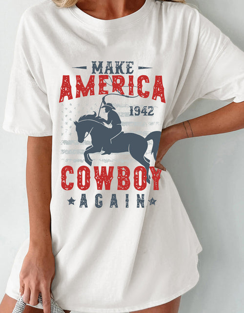 Load image into Gallery viewer, Cowboy Graphic Round Neck Half Sleeve T-Shirt
