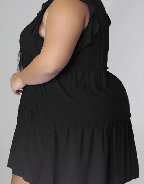 Load image into Gallery viewer, Plus Size V-Neck Frill Trim Mini Dress

