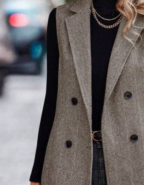 Load image into Gallery viewer, Buttoned Collared Neck Longline Vest Coat
