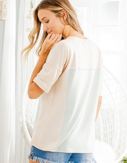 Load image into Gallery viewer, Heimish Full Size Contrast Round Neck Short Sleeve T-Shirt Plus Size
