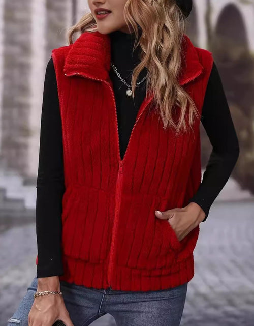 Load image into Gallery viewer, Pocketed Zip Up Vest Coat
