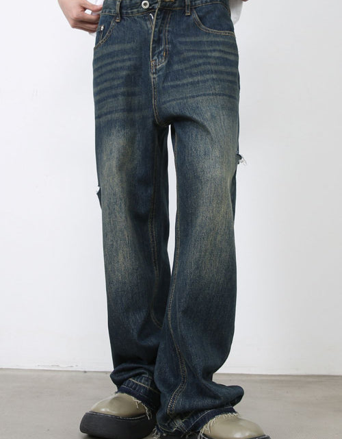 Load image into Gallery viewer, Men's Raw Hem Distressed Jeans with Pockets
