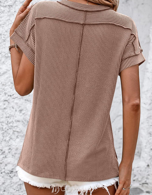 Load image into Gallery viewer, Mandy Striped Round Neck Short Sleeve T-Shirt
