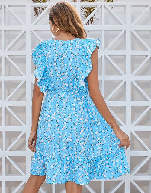 Load image into Gallery viewer, Ruffled Ditsy Floral Surplice Mini Dress
